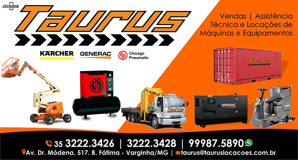 Banner TAURUS LOCAÇÕES DE MÁQUINAS E EQUIPAMENTOS WHATSAPP